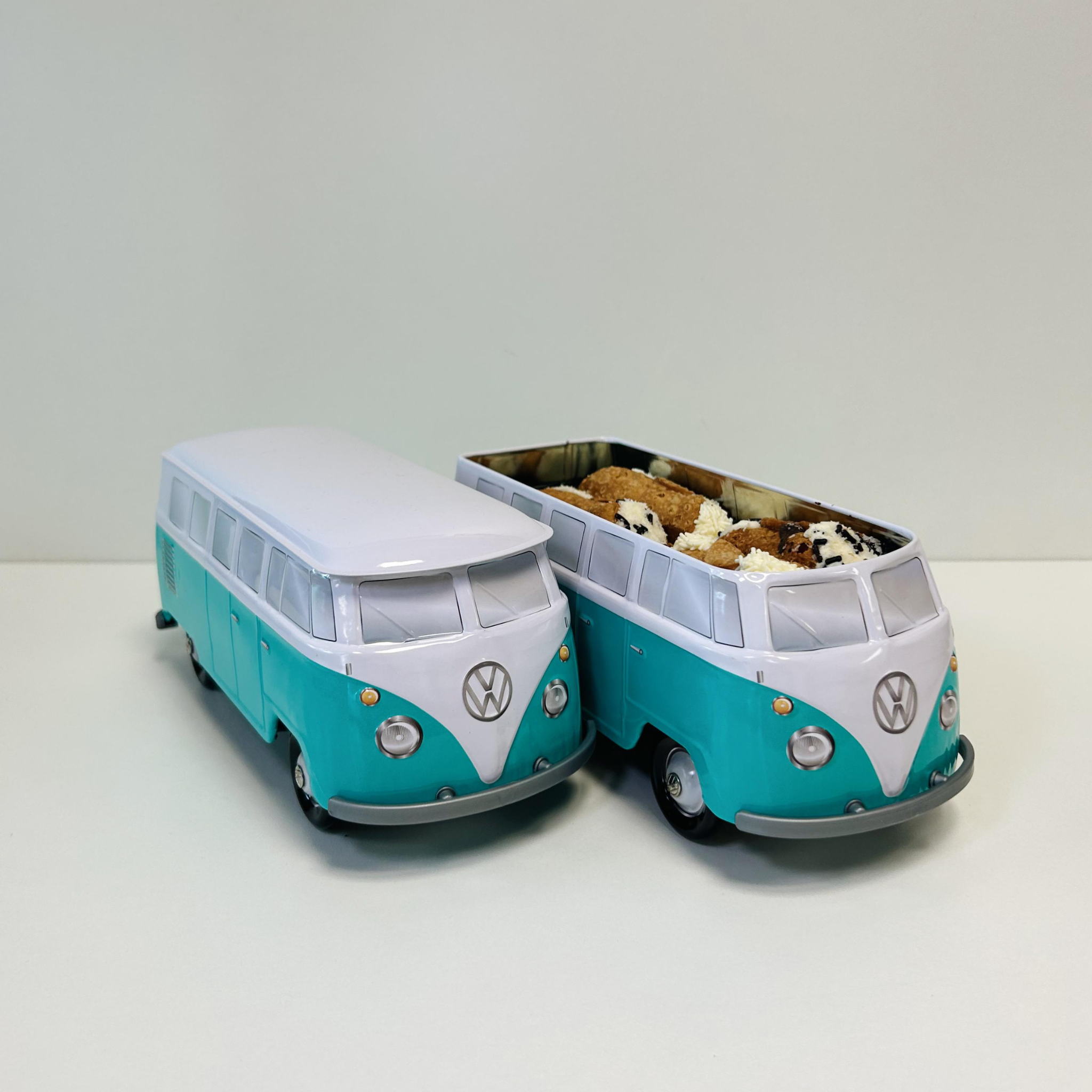 Cannoli Volkswagen Bus Koekblik Turqouise Wit (incl. 8 cannoli) - Cannoli Box