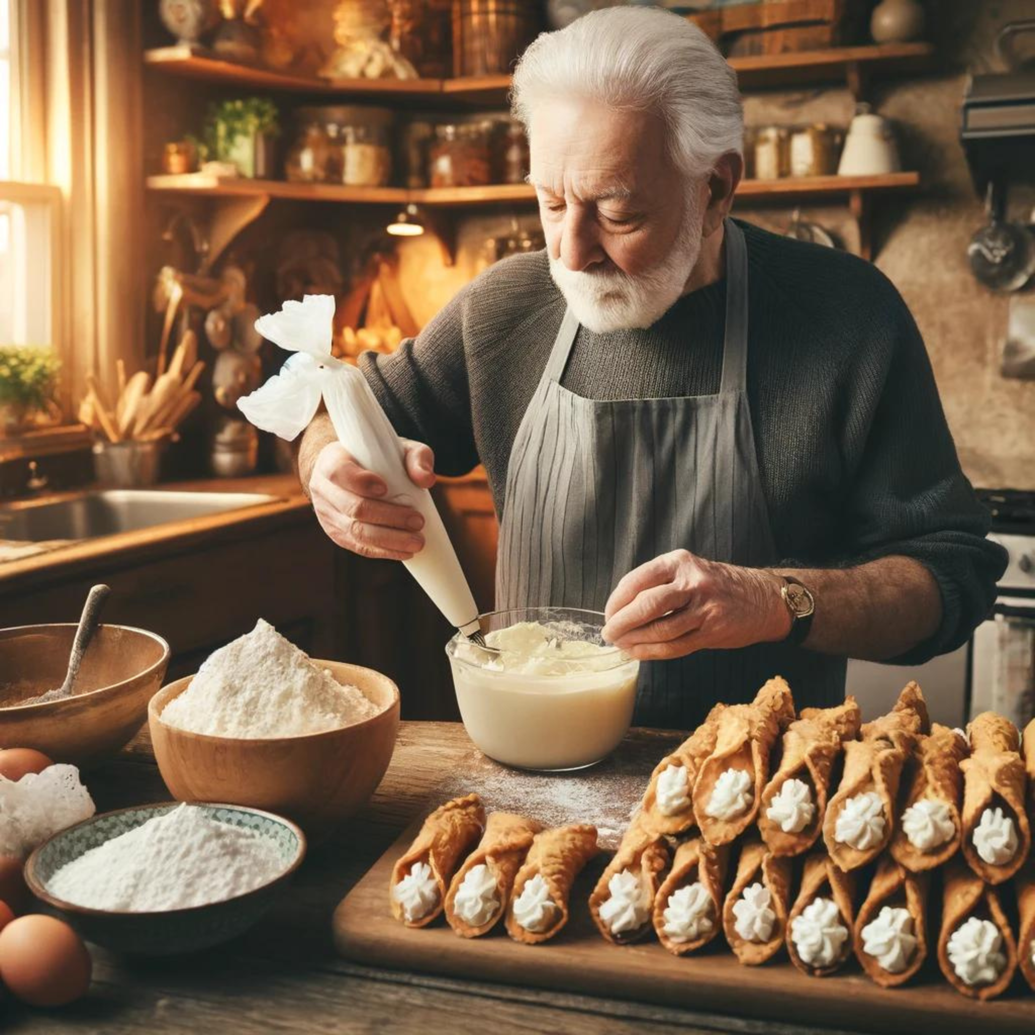 Bereiding cannoli met ricotta vulling