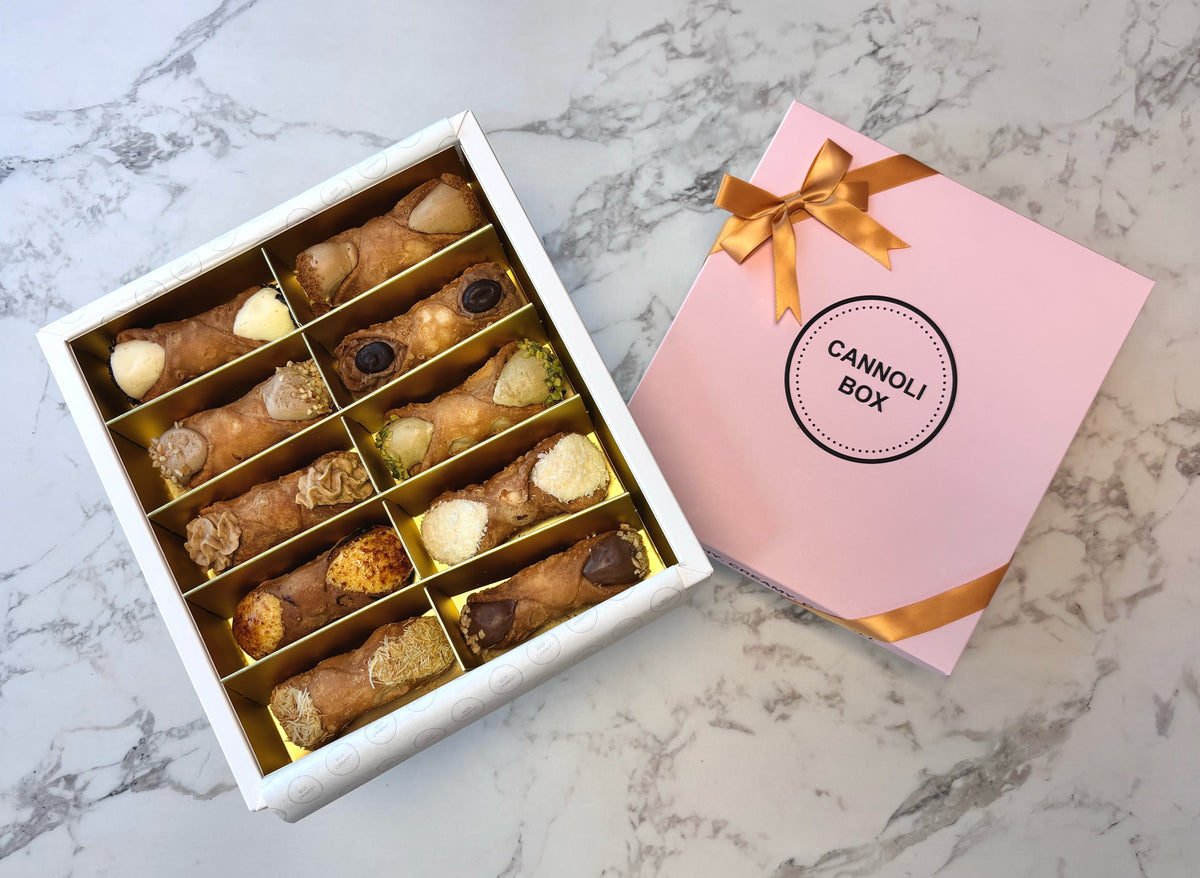 Cannoli Box (leeg) voor 10 stuks – Luxe meeneemverpakking met gouden strik (30 stuks) foto 5